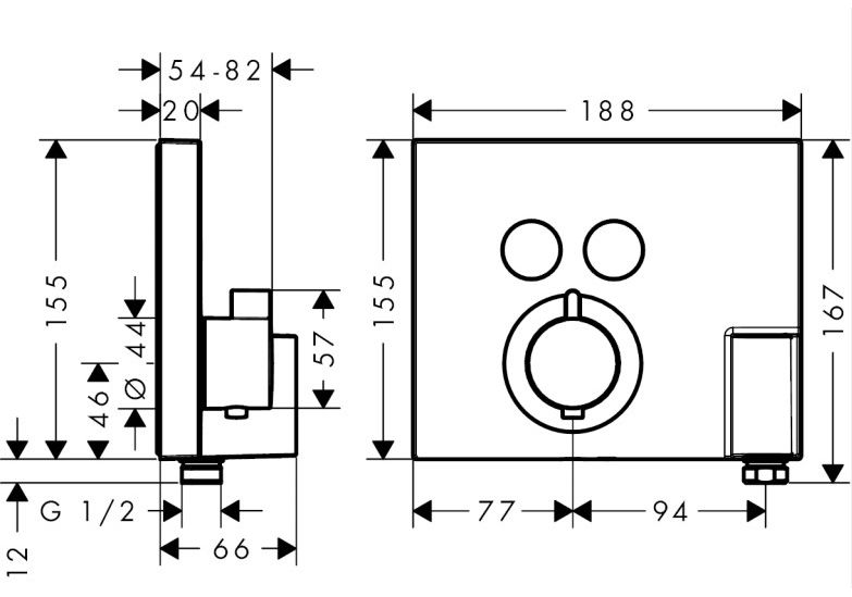 Приобрести смеситель для душа с термостатом hansgrohe shower select, скрытый монтаж 15765000