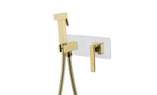 LEMARK Смеситель Mista с гигиеническим душем, скрытый монтаж, белый\золото LM6419WG