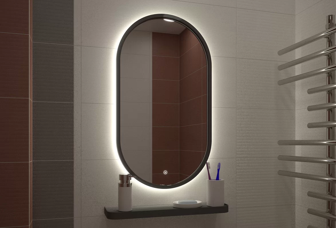 Приобрести continent зеркало с подсветкой prime gray 45х80 см, серое