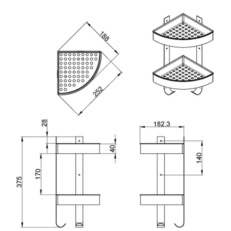 Приобрести azario полка двойная, навесная, хром az-833-2