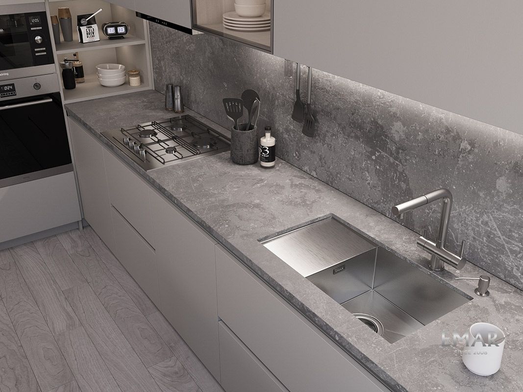 Приобрести emar кухонная мойка 70х40 см, сатин emb-124 pvd nano satine