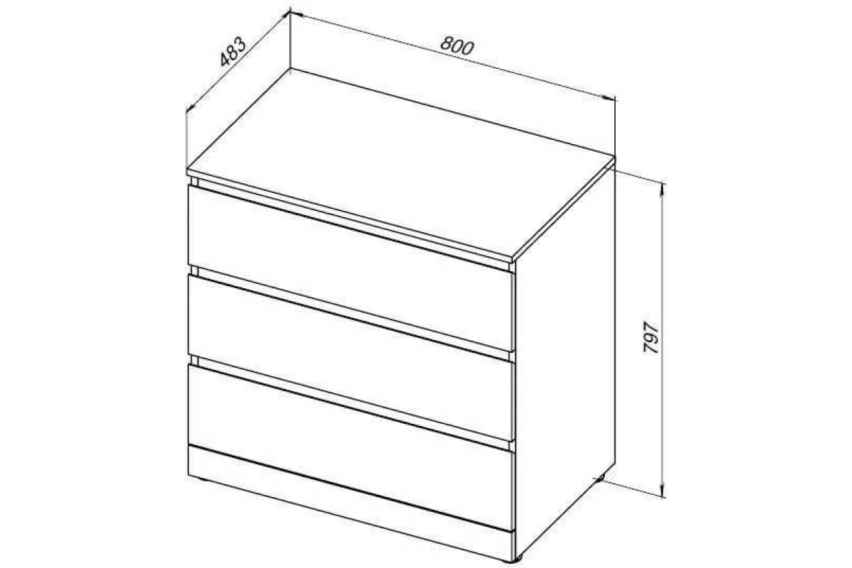 Приобрести aquanet комод сканди 80x48 см, дуб крафт (3 ящика)