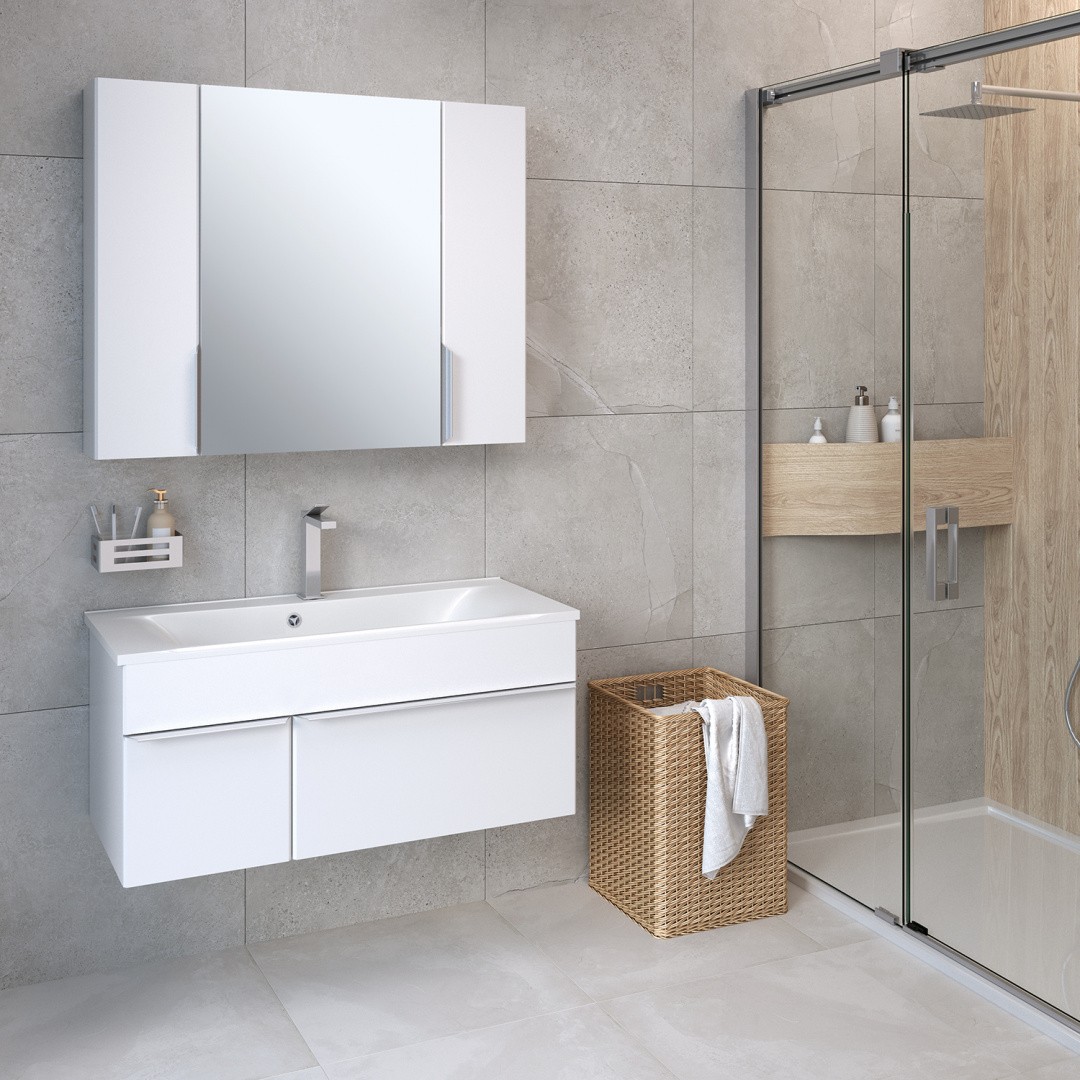 Приобрести aqua de marco тумба подвесная с раковиной axioma 100см, один ящик, белый 2100wgaxi/h; r-um-com100/1