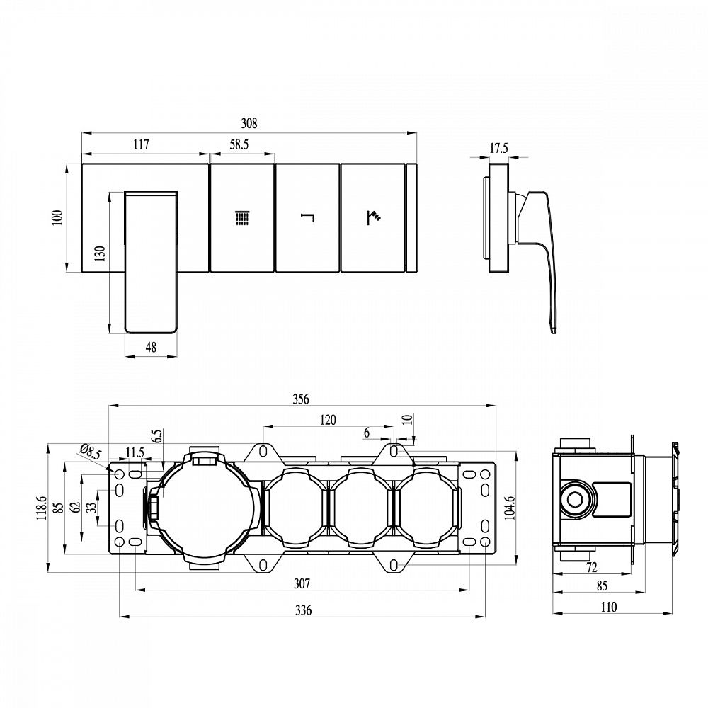 Приобрести raglo встраиваемый смеситель для душа, кнопочное управление, хром r02.273