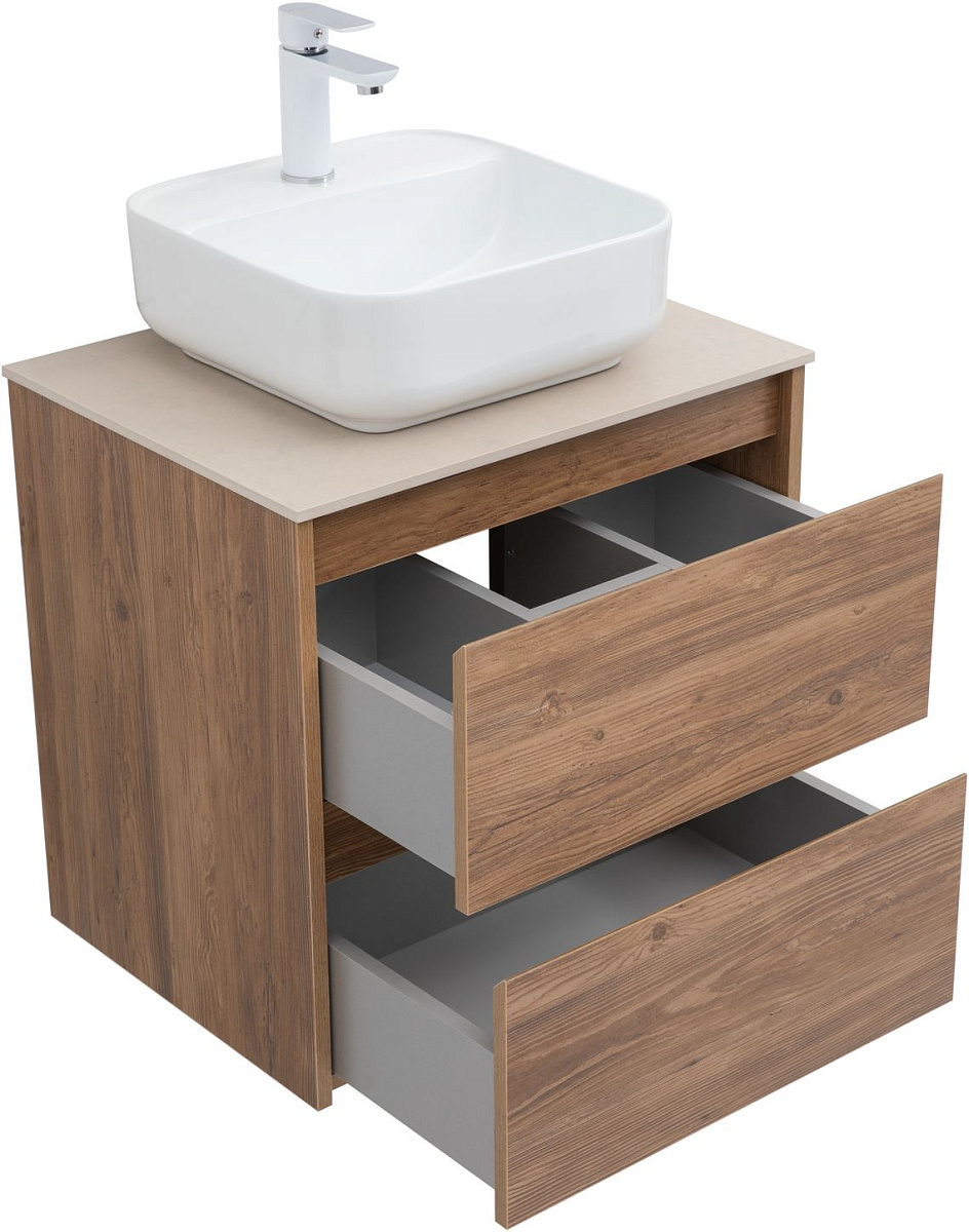 Приобрести aquanet тумба с раковиной nova lite 60 см, дуб шоколадный (2 ящика)
