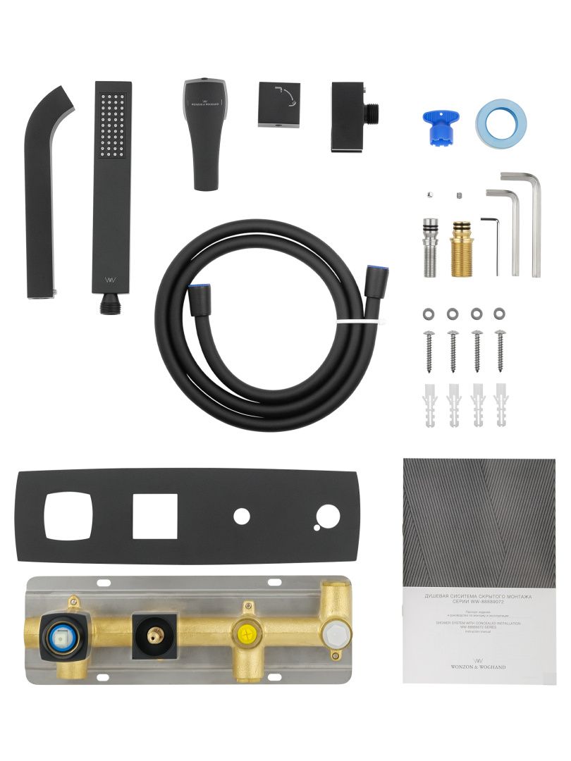 Приобрести смеситель для ванны встраиваемый wonzon & woghand flex, черный матовый (ww-88889072-mb)