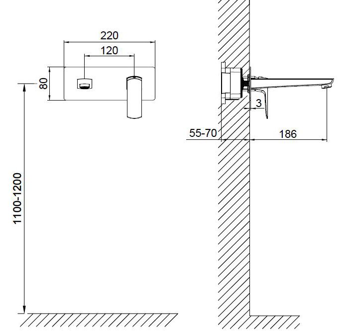 Приобрести смеситель для раковины встраиваемый wonzon & woghand forza, темный графит (ww-88869031-bgm)
