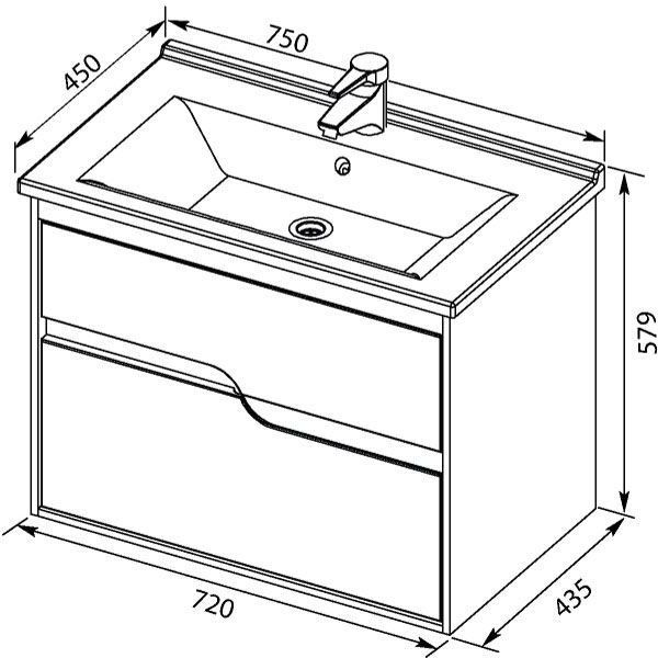 Приобрести aquanet тумба с раковиной модена 75 см, белая 00212662