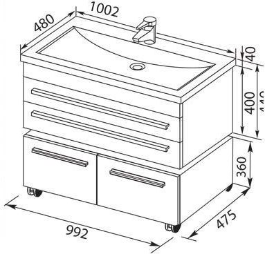 Приобрести aquanet тумба с раковиной верона 100 см, белая (подвесная 2 ящика)