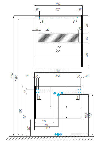 Приобрести тумба под раковину, подвесная акватон ривьера 80 см, белая 1a239001rvx20 