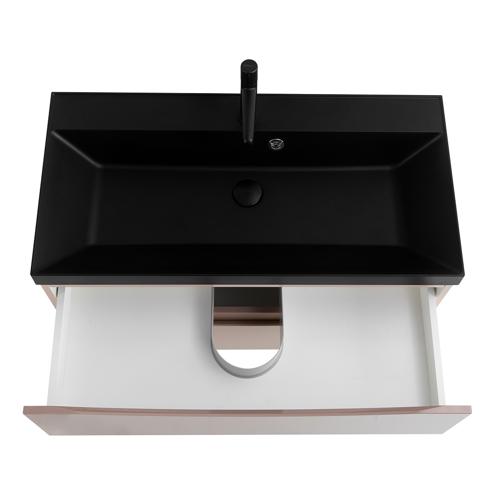 Приобрести belbagno тумба с раковиной marino 90 см, подвесная cappuccino lucido, чёрная раковина