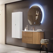 Cezares Тумба подвесная с раковиной EDEN 121 см Rovere Tabacco, стекло, дерево 54842