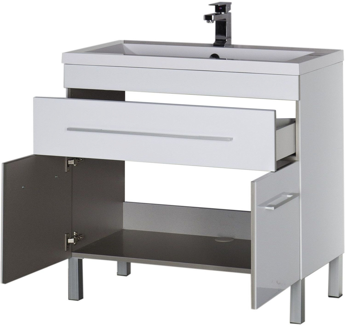 Приобрести aquanet тумба с раковиной верона 90 см, белая (напольная 1 ящик 2 дверцы)