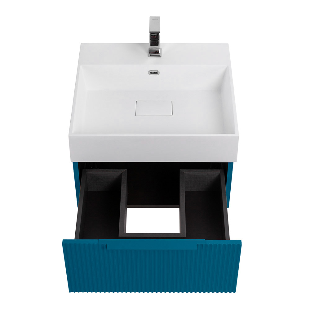 Приобрести cezares тумба подвесная с раковиной premium 50 см plisse blu petrolio, голубая 55413