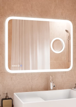Continent Зеркало Bliss 80х60 см с подсветкой, часами, датчиком температуры, увеличительной линзой, белое