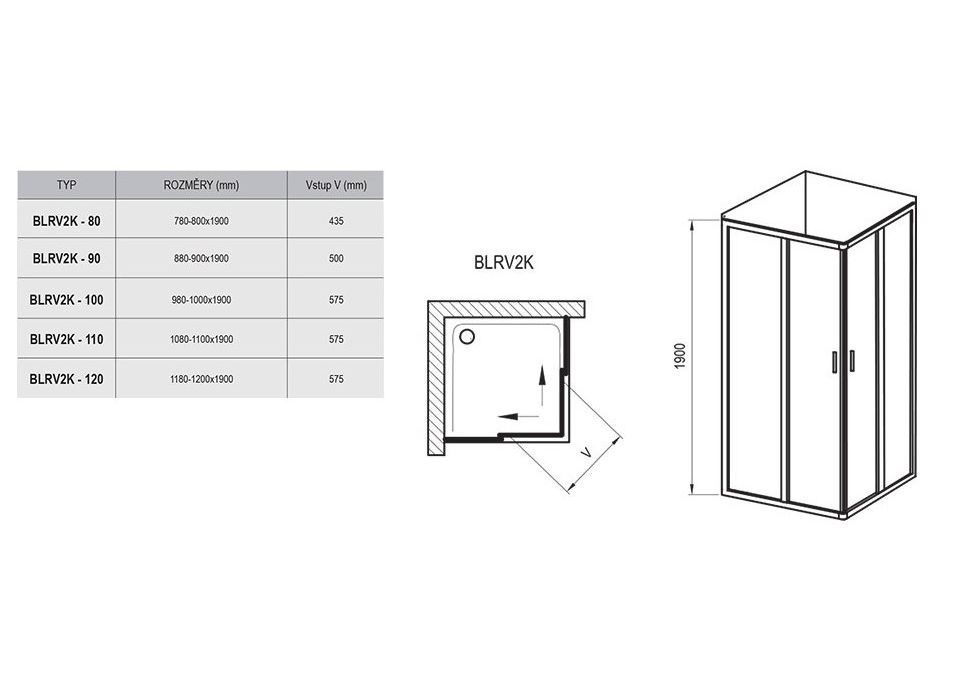 Приобрести ограждение душевое с угловым входом ravak blix blrv2k 90 см 1xv70c00zg алюминий/матовое