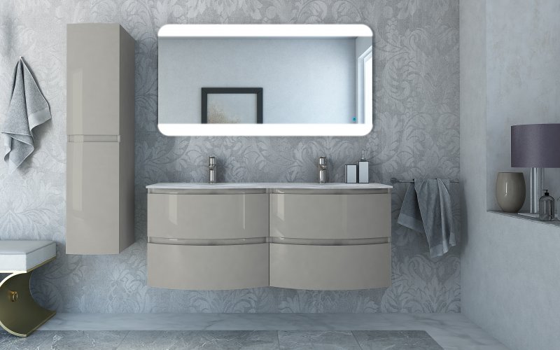 Приобрести cezares тумба подвесная с раковиной vague 138х57см, светло серый