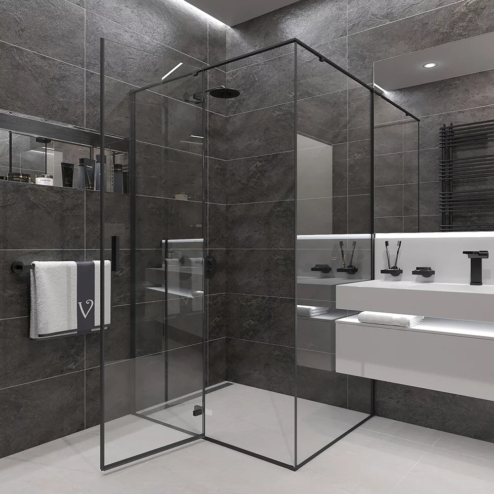 Приобрести veconi душевое ограждение rovigo 90х120 см, черное, прозрачное rv073b-12090-01-c4