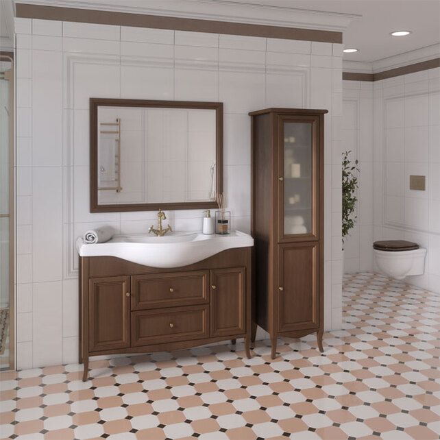 Приобрести caprigo тумба с раковиной lion 120 см, темное дерево, экошпон