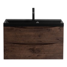 BelBagno Тумба с раковиной MARINO 80 см, подвесная Rovere Moro, чёрная раковина
