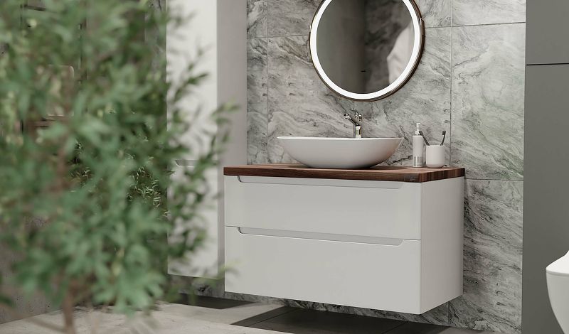 Приобрести jorno тумба подвесная wood 100 см со столешницей темное дерево, белая