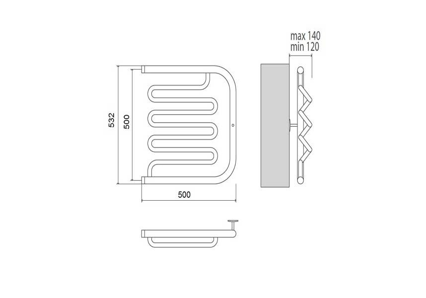 Приобрести полотенцесушитель 500х500 мм водяной terminus фокстрот лиана 4620768880971