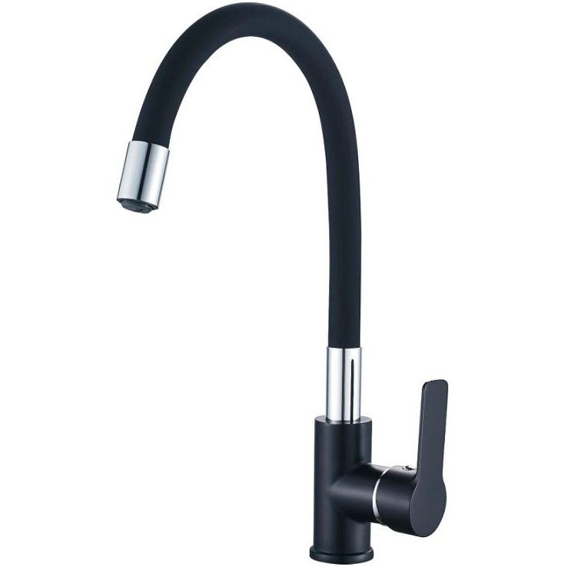 Приобрести haiba смеситель для кухни 396 мм, гибкий излив, черный\хром hb-70113-7