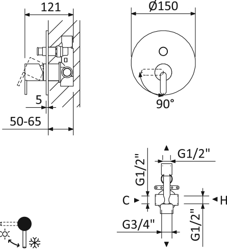 Приобрести cezares встраиваемый смеситель leaf-vdim-bio