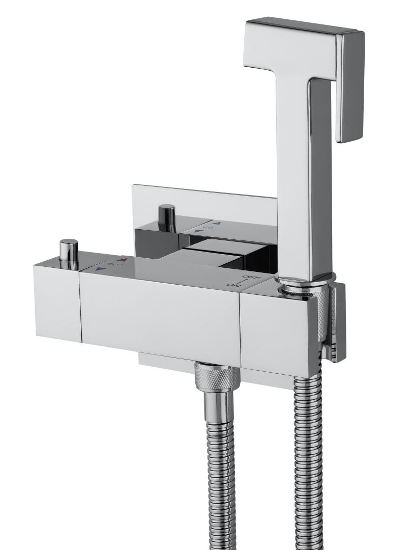 Приобрести смеситель с гигиеническим душем и термостатом встраиваемый wonzon & woghand, хром (ww-88819903-cr)