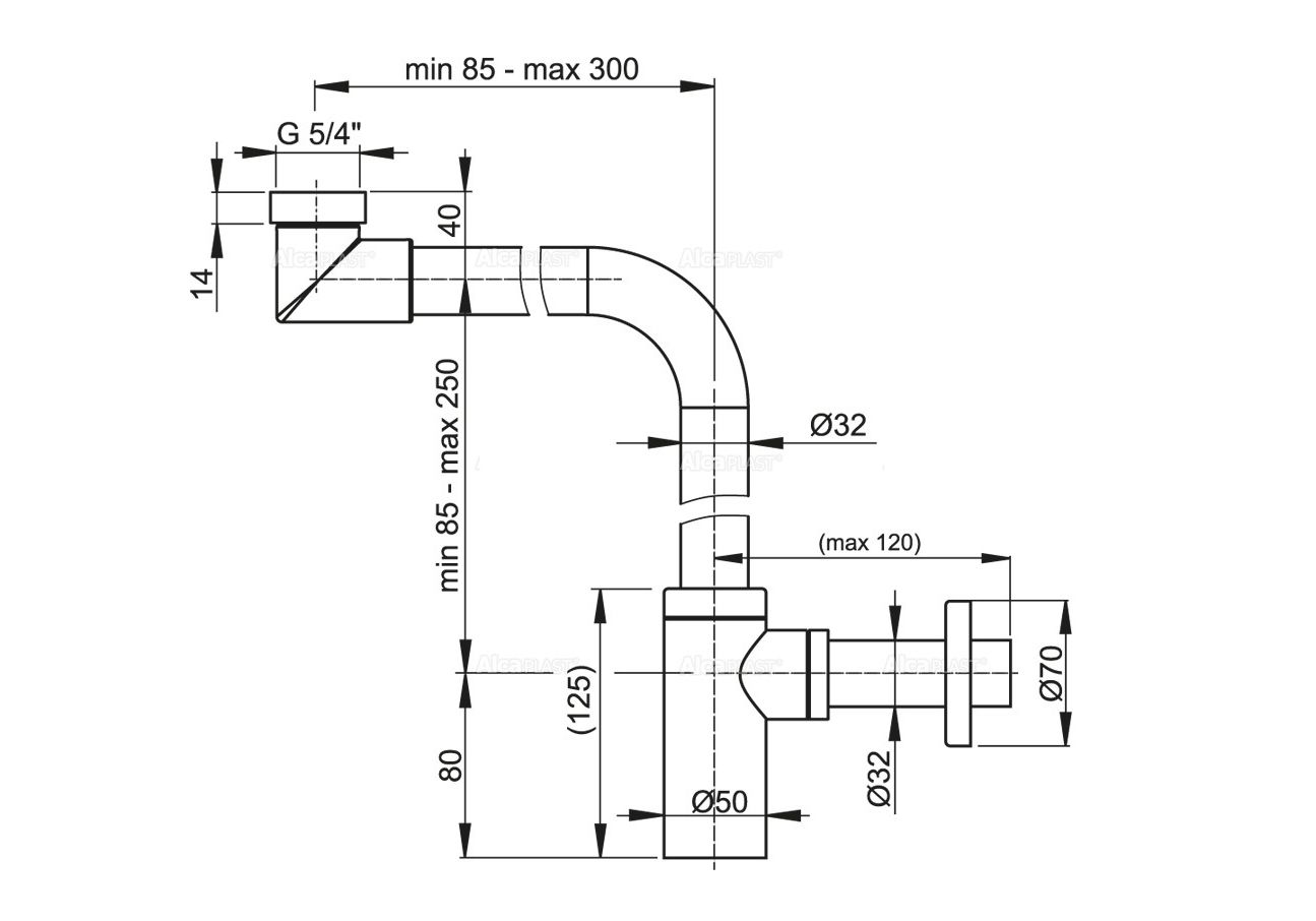 Приобрести сифон для умывальника alcaplast a403 design-dn32