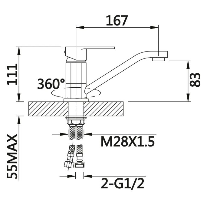 Приобрести cмеситель для раковины vieir gunzi 111 мм, хром v113511
