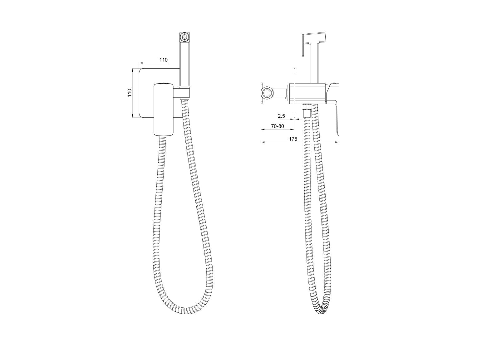 Приобрести смеситель с гигиеническим душем встраиваемый wonzon & woghand edge, темный графит (ww-88829003-bgm)