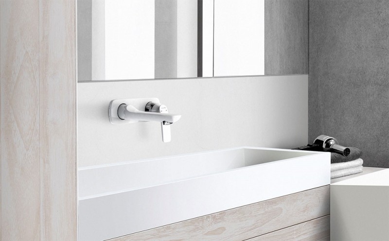 Приобрести kludi balance однорычажный смеситель для раковины, внешняя монтажная часть, излив 185 мм, белый, арт. 522469175