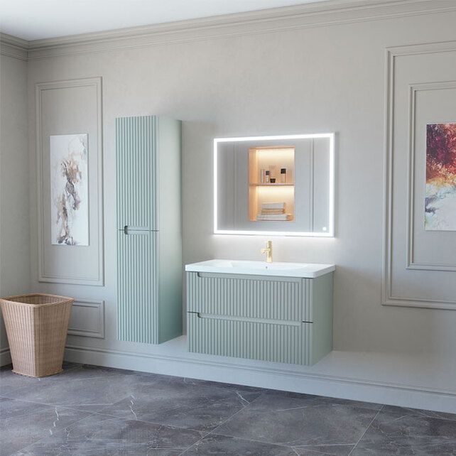 Приобрести caprigo тумба с раковиной termin-smalty stripe 90 см, зеленая, эмаль