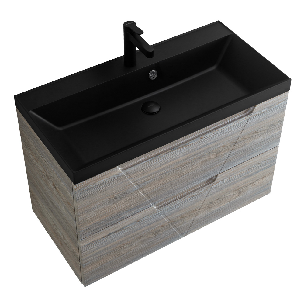 Приобрести belbagno тумба с раковиной vittoria 90 см, подвесная pino, чёрная раковина