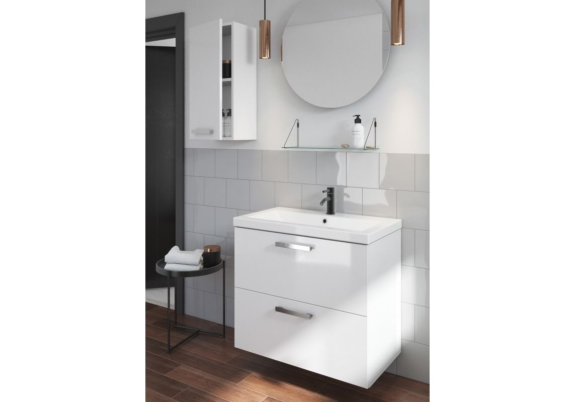 Приобрести тумба подвесная с раковиной cersanit melar 80 см, 2 ящика, белый