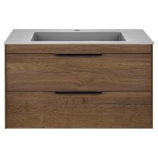 Vincea Тумба подвесная Chiara 80 см, дуб табак с серой раковиной VMC-2C2800TO;VCB-13800G