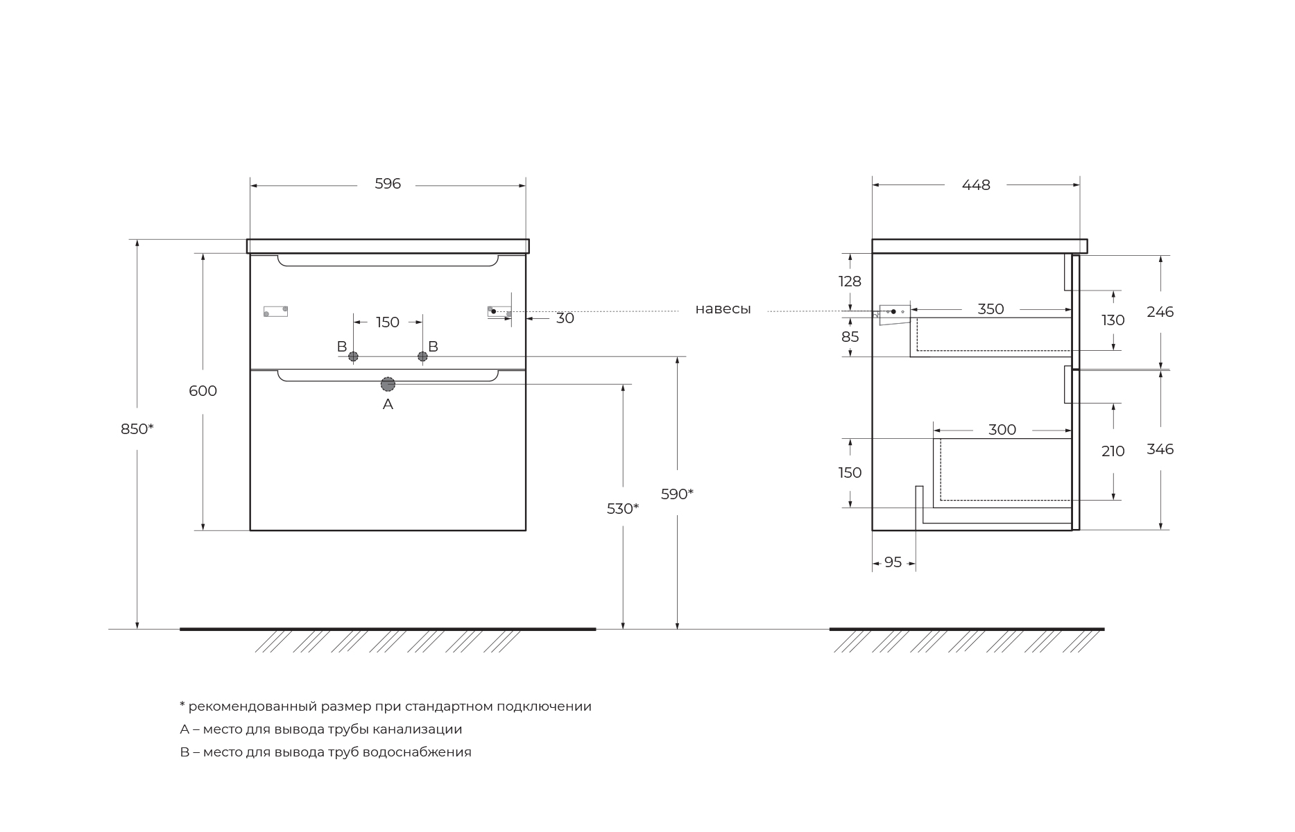 Приобрести belbagno тумба со столешницей etna-h60 60 см, подвесная bianco lucido