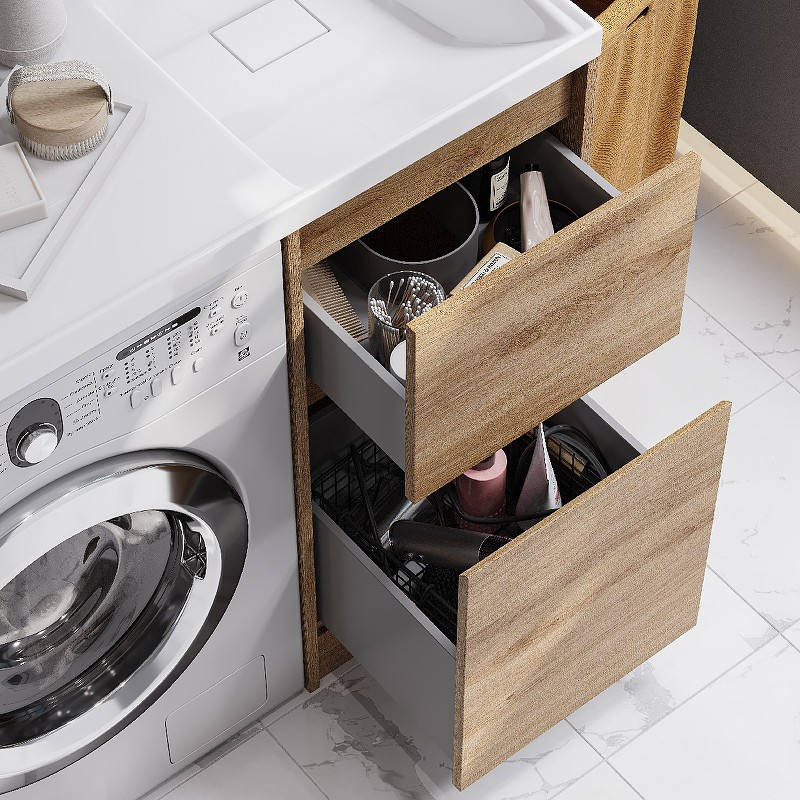 Приобрести тумба напольная с раковиной-столешницей акватон лондри 105 r/l, дуб сантана