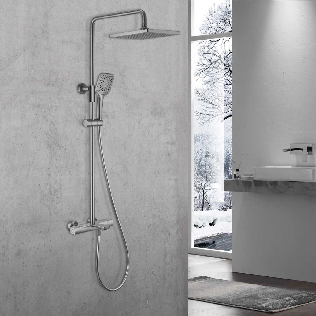 Приобрести vincea душевая стойка next, термостат, оружейная сталь vsfs-1n1tgm