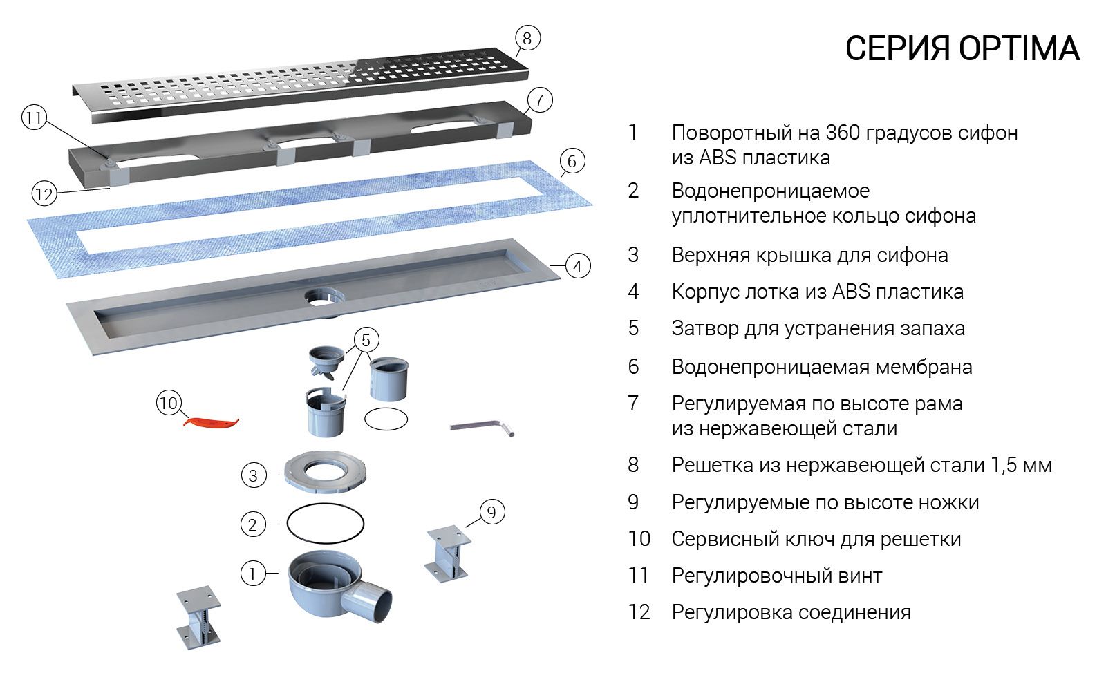 Приобрести vincea душевой трап say optima bukle 80 см, черный матовый say.601.80.b.m.s.buk