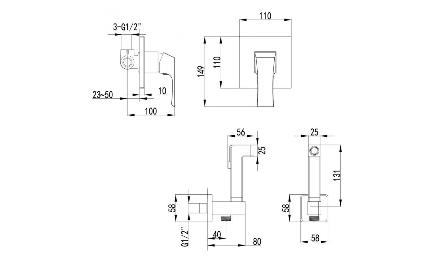 Приобрести lemark смеситель unit с гигиеническим душем, скрытый монтаж, хром lm4519c