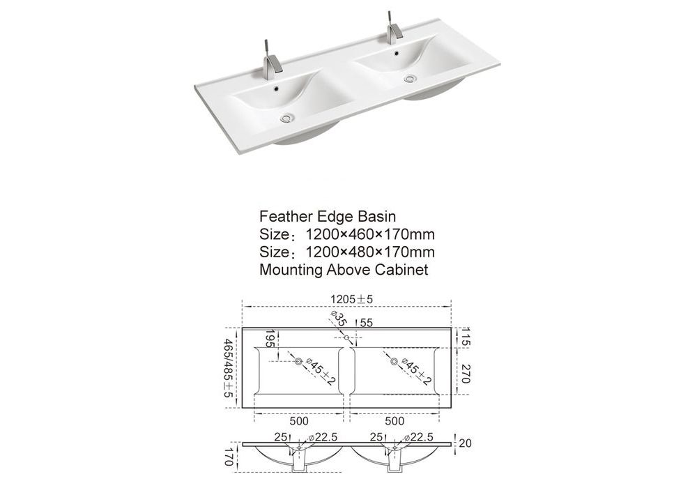 Приобрести раковина врезная на столешницу ceramalux 120 см nyj 809-120
