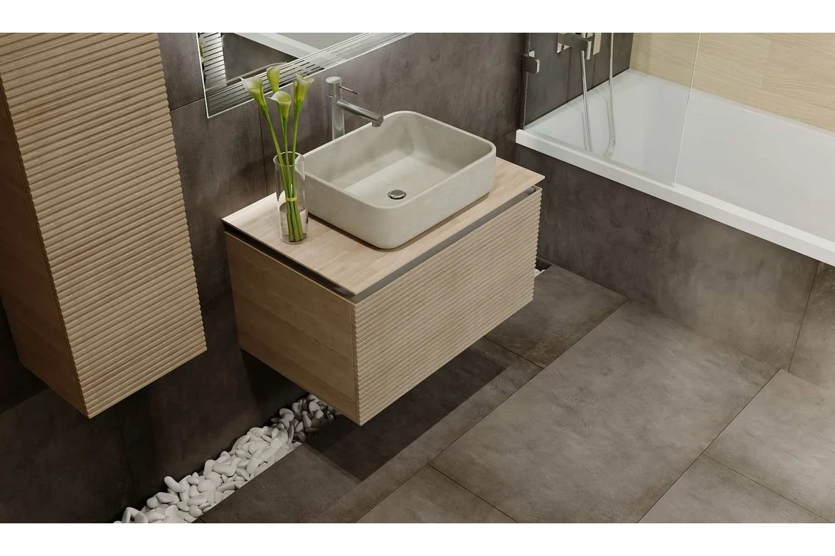 Приобрести jorno тумба подвесная karat 80 см со столешницей, светлый бук