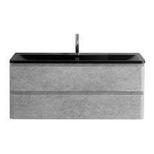 BelBagno Тумба с раковиной ALBANO 120 см, подвесная Cemento Verona Grigio, чёрная раковина