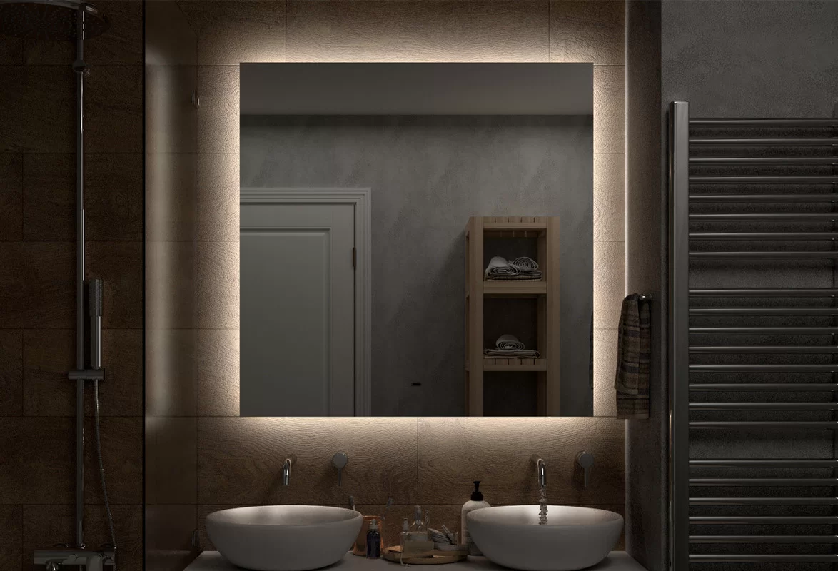 Приобрести continent зеркало с подсветкой trezhe 100х100 см, белое