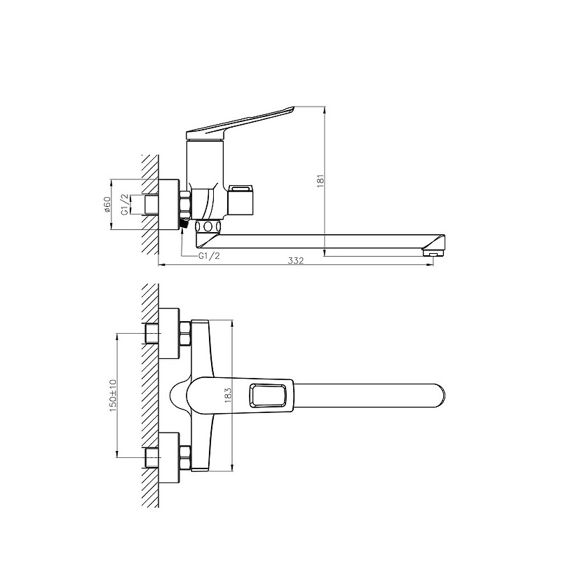 Приобрести haiba смеситель для ванны 220мм, хром hb-22595