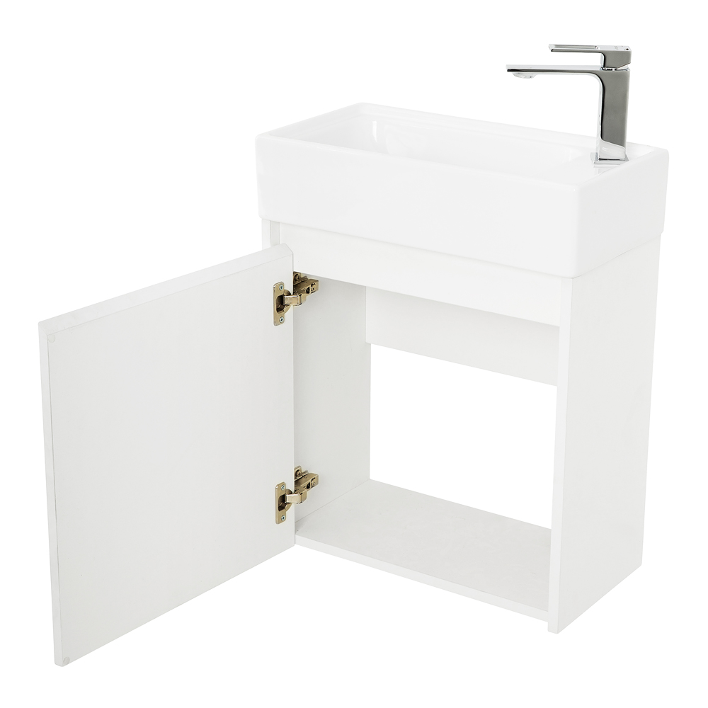 Приобрести belbagno тумба с раковиной kraft mini 50 см, подвесная bianco opaco левосторонняя, белая раковина