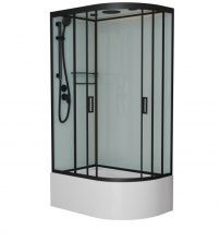 Frank Душевая кабина F412/2L Black с высоким поддоном, левосторонняя