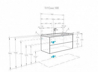 Приобрести тумба подвесная с раковиной акватон сохо 100 см, графит софт / дуб веллингтон